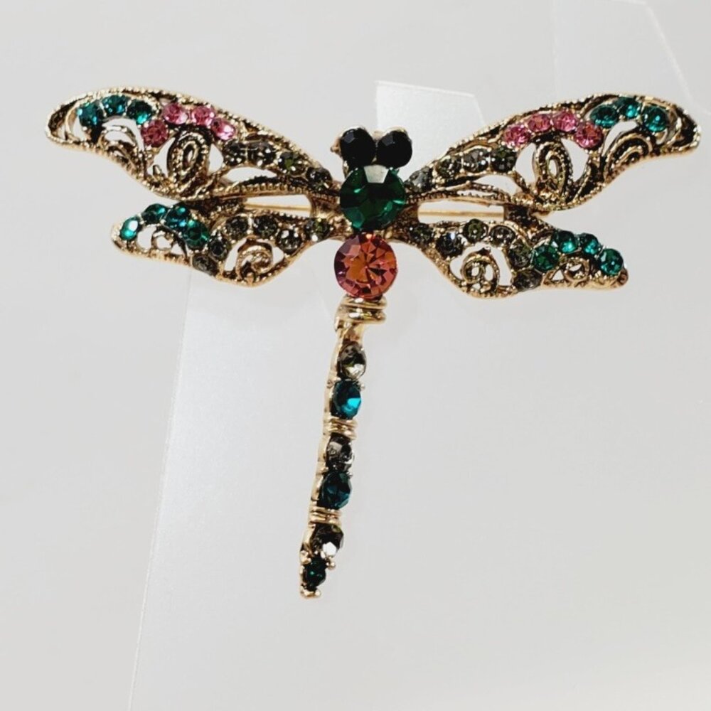 Crystal Dragonfly Brooch with Jointed Tail (92722)